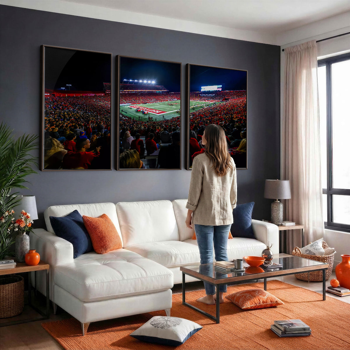 18115-PAN-FL-20X10 - Rutgers Scarlet Knights Football Team Print - SHI Stadium, Piscataway Wall Art Canvas Print