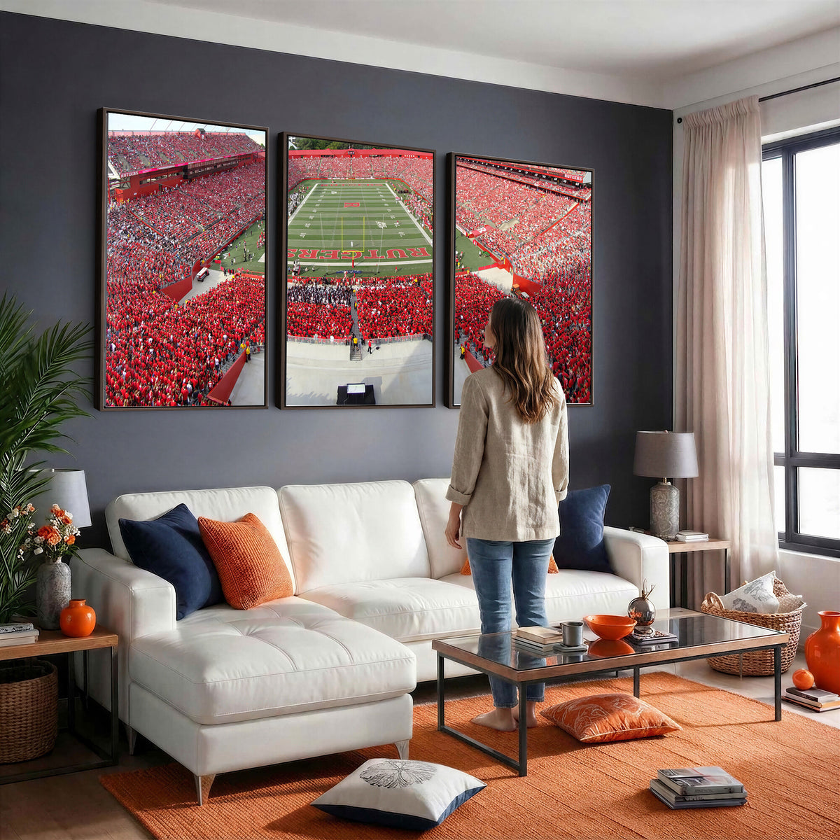 90818-PAN-FL-20X10 - Rutgers Scarlet Knights Football Team Print - Piscataway SHI Stadium Wall Art Canvas Print
