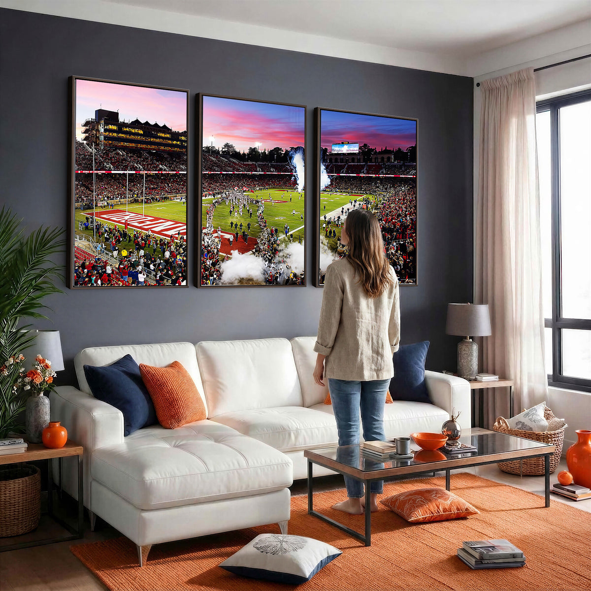 25557-PAN-FL-20X10 - Stanford University Cardinal Football Team Print - Stanford Stadium Wall Art Canvas Print