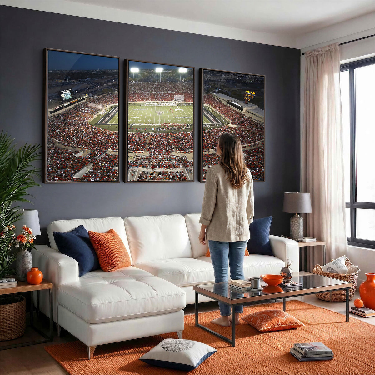 55763-MGV-CV-36X24 - Texas Tech Red Raiders Football Team Print, Lubbock Jones AT&T Stadium, Framed and Ready to Hang