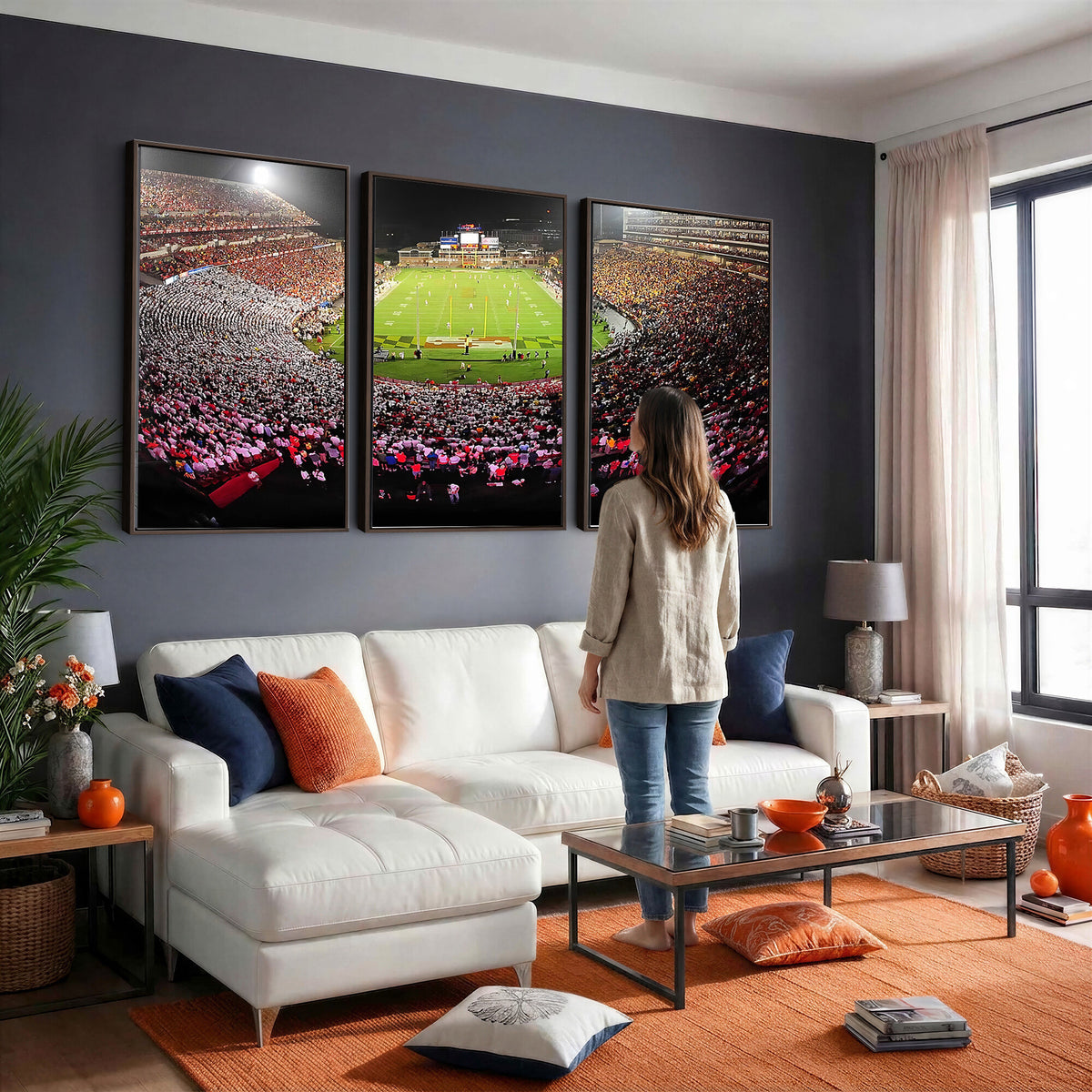 12091-PAN-FL-20X10 - University of Maryland Terrapins Football Team Print - College Park SECU Stadium Wall Art Canvas