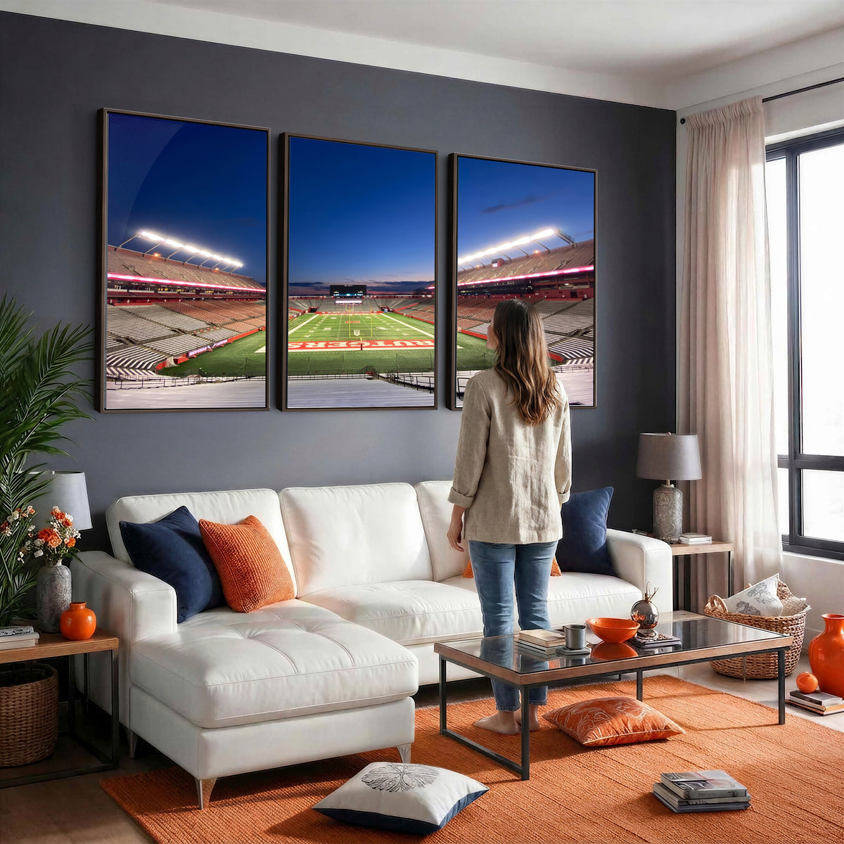 15051-MGV-CV-36X24 - Rutgers Scarlet Knights Football Team Print, Piscataway SHI Stadium