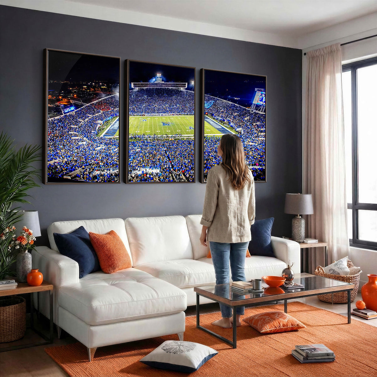 11665-PAN-FL-20X10 - University of Memphis Tigers Football Team Print - Memphis Simmons Bank Liberty Stadium Wall Art