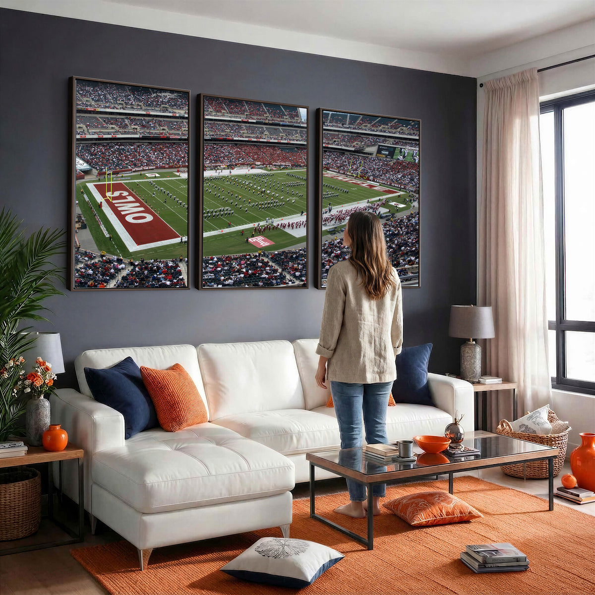 15310-PAN-FL-20X10 - The Temple University Owls Athletics Team Print - Philadelphia Lincoln Financial Field Stadium Wall