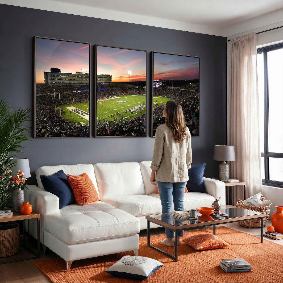 64416-MGV-CV-36X24 - The University of Connecticut UCONN Huskies Football Team Print, Framed and Ready to Hang