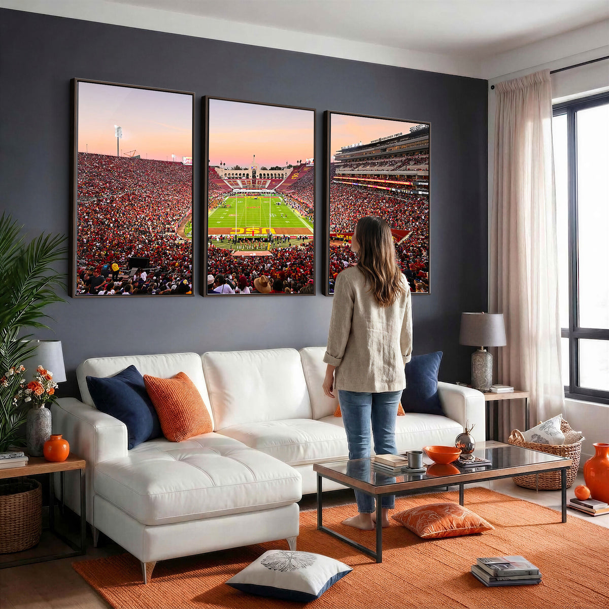 39904-MGV-CV-36X24 - The University of Southern California USC Trojans Football Team Print, Home Bar Wall Decor