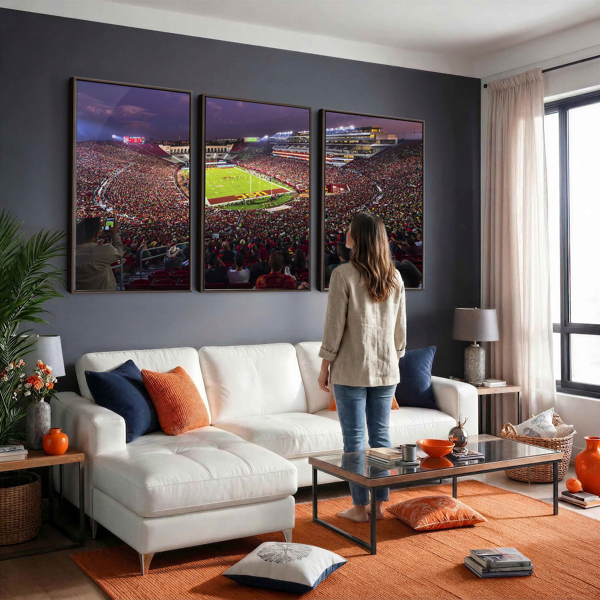 73373-MGV-CV-36X24 - The University of Southern California USC Trojans Football Team Print, Extra Large Game Room Wall Decor