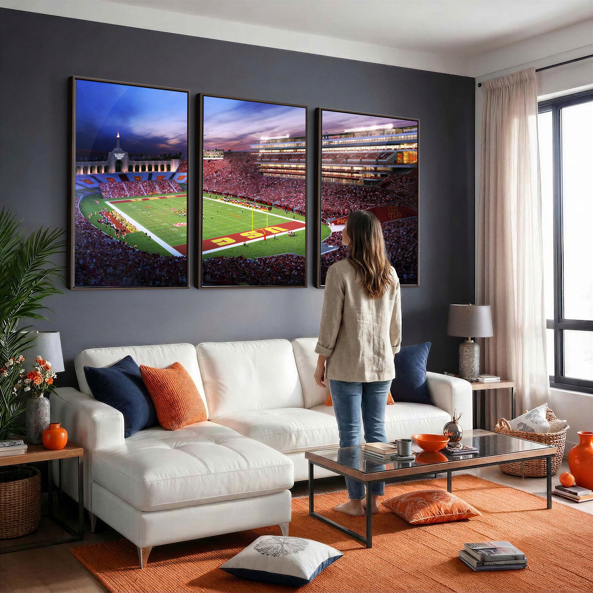 71879-MGV-CV-36X24 - The University of Southern California USC Trojans Football Team Print, Framed and Ready to Hang