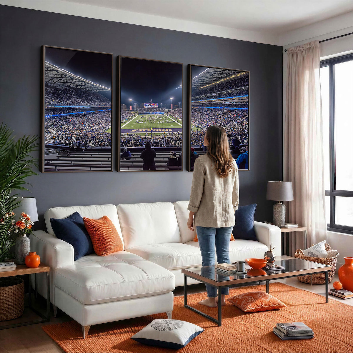 85780-MGV-CV-36X24 - The University of Washington Huskies Football Team Print, Extra Large Game Room Wall Decor