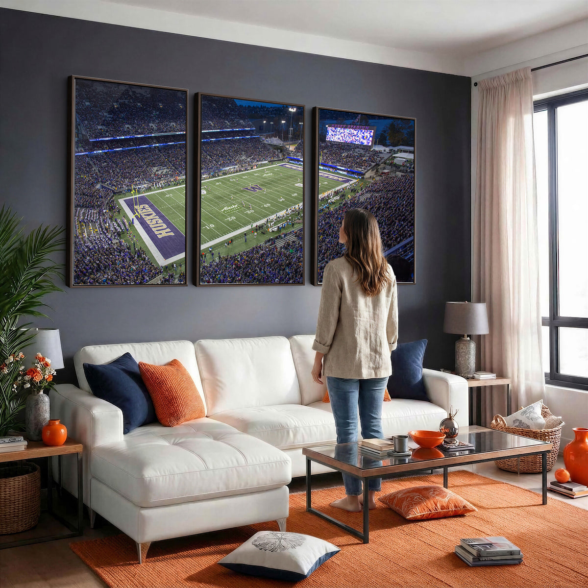 84780-MGV-CV-36X24 - The University of Washington Huskies Football Team Print, Framed and Ready to Hang