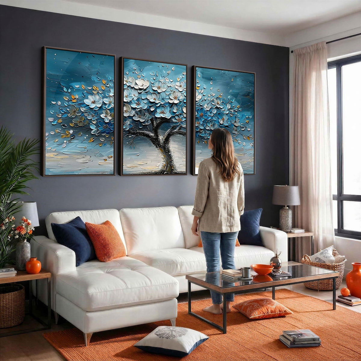 24109-_Poster-30x20 - Abstract Blooming Tree Wall Art Canvas Print, Floral Modern Home Decor