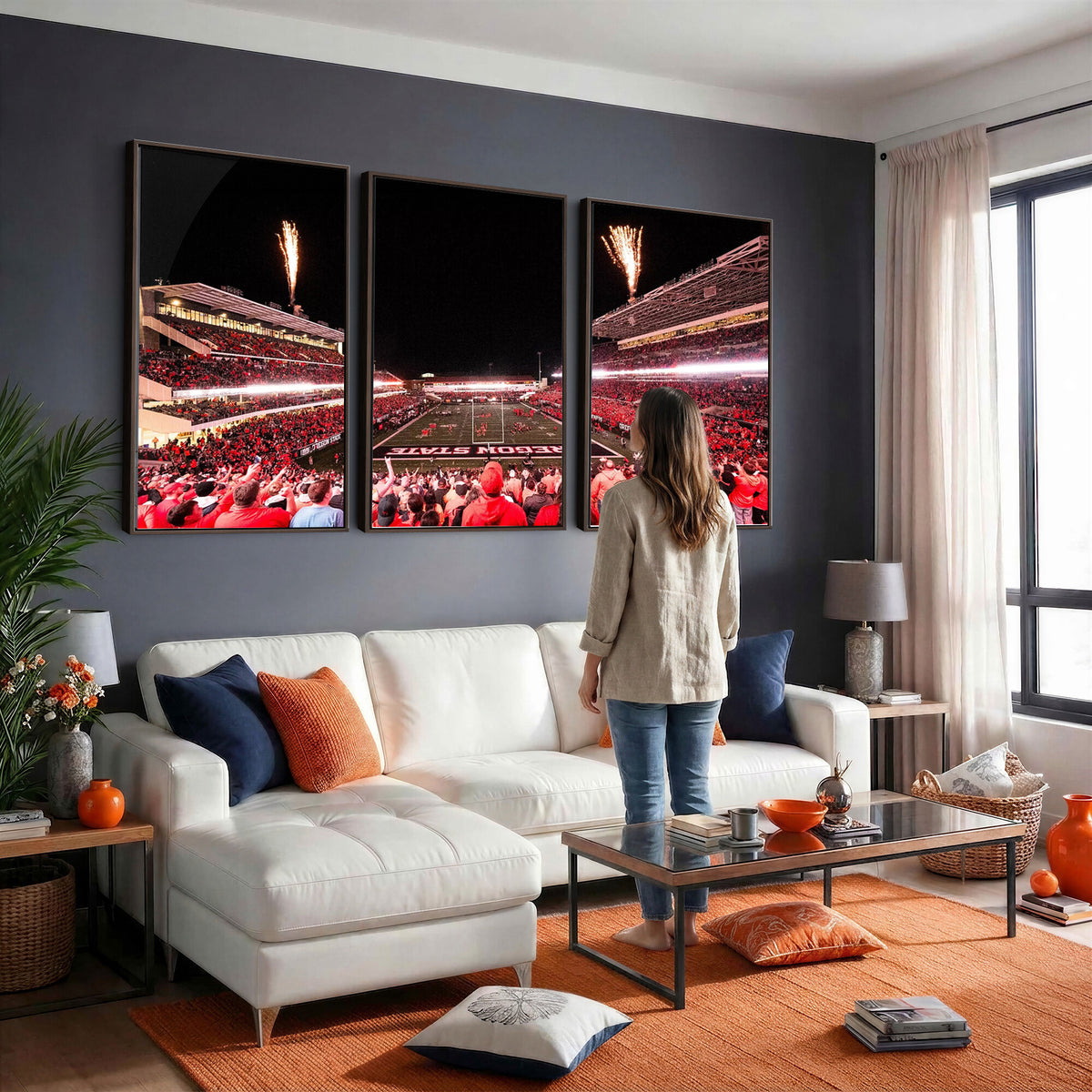 52633-MGV-CV-36X24 - Oregon State Beavers Football Team Print, Corvallis Reser, Framed and Ready to Hang