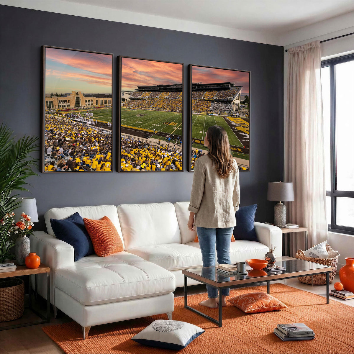 90508-MGV-CV-36X24 - University of Wyoming Cowboys Football Team Print, Laramie, Extra Large Game Room Wall Decor