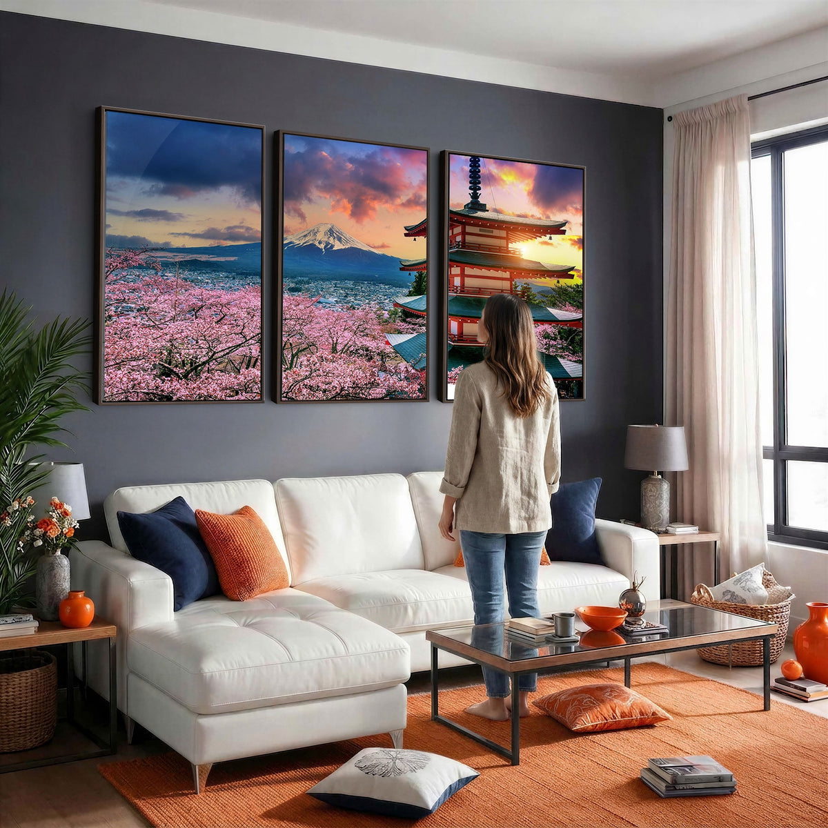 95987-MGV-CV-24X16 - Cherry Blossoms Canvas Print, Chureito Pagoda and Mount Fuji Wall Art