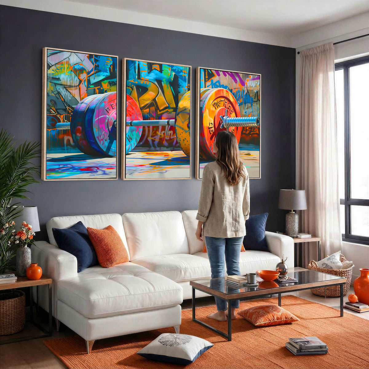 70871-MGV-CV-36X24 - Fitness Gym Barbell Graffiti Wall Art Canvas Print