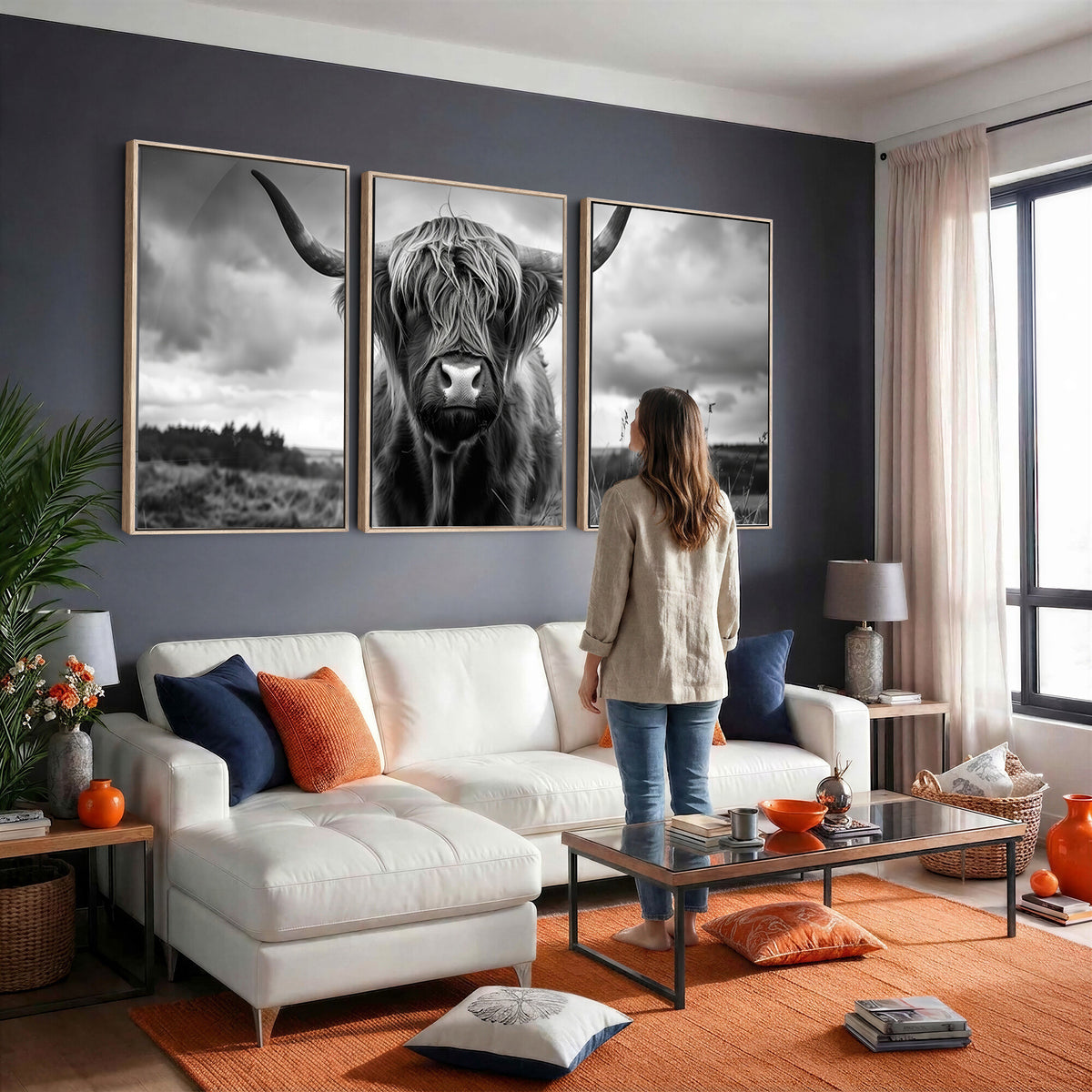 17924-_Poster-30x20 - Scottish Cow Wall Art Canvas Print, Longhorn Wall Art
