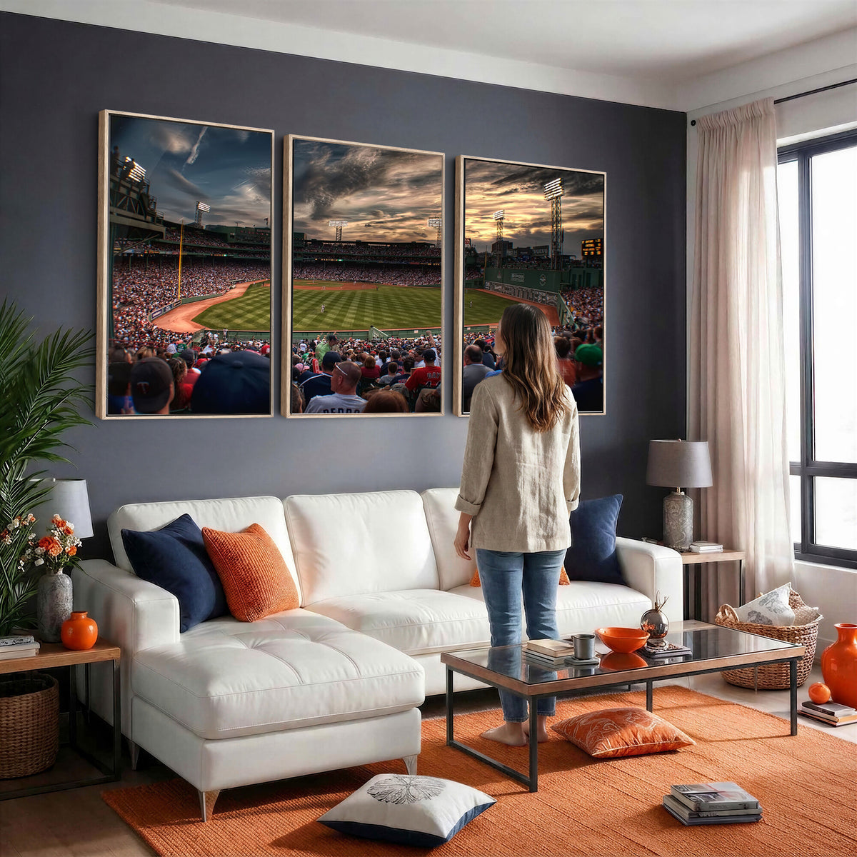 53432-MGV-CV-36X24 - Boston Red Sox Baseball Team Print, Massachusetts Fenway Park Stadium Wall Art Canvas Print