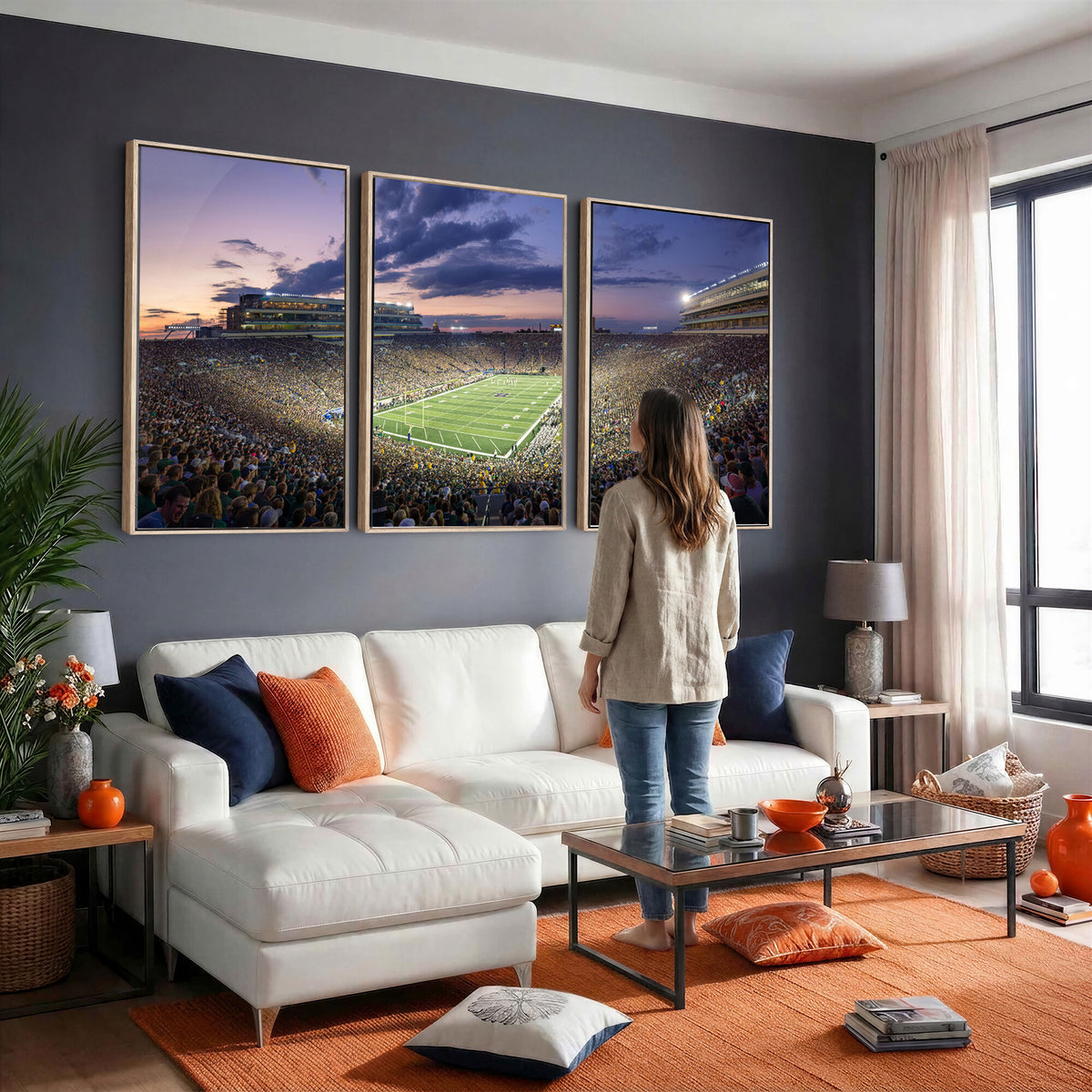 50825-MGV-CV-36X24 - Notre Dame Fighting Irish Football Team Print, Notre Dame Stadium Wall Art Canvas Print