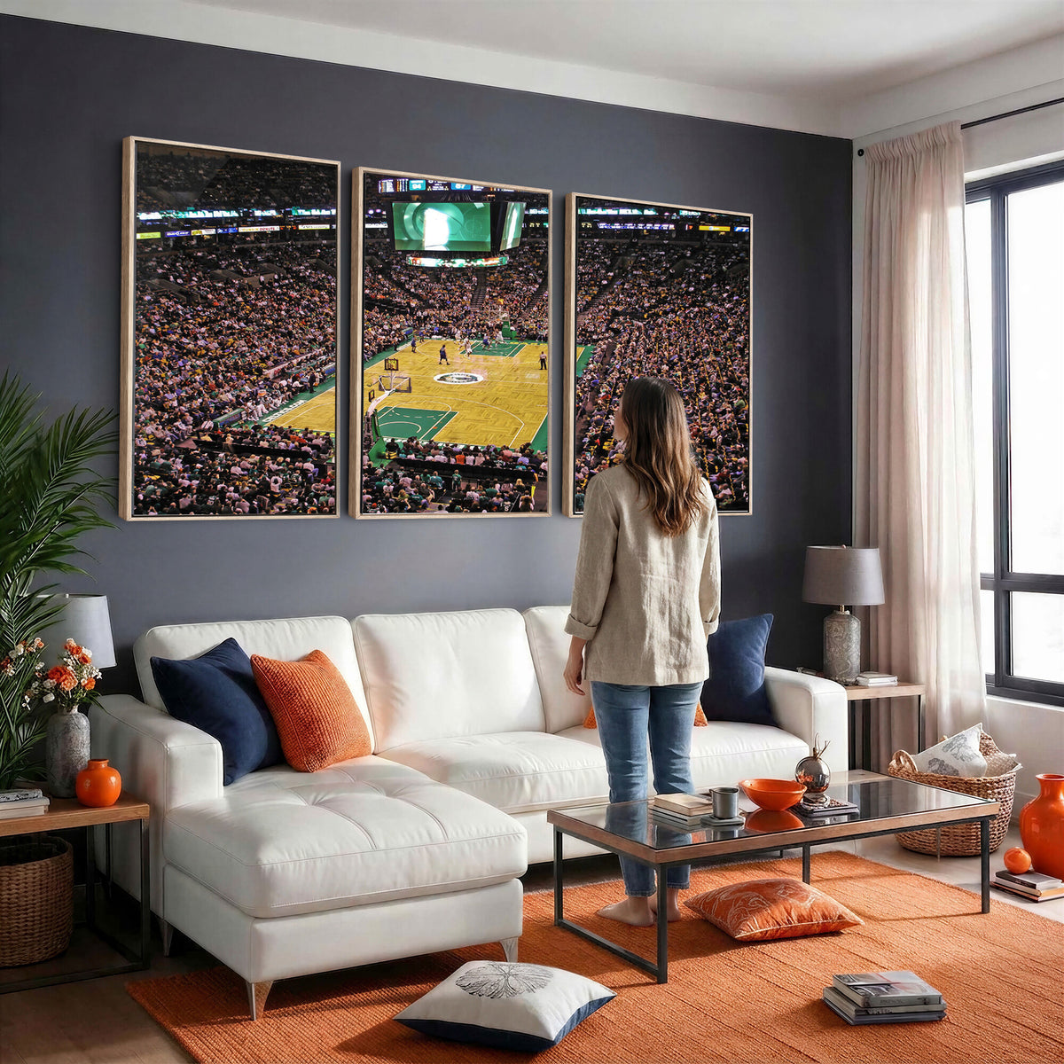 21705-MGV-CV-36X24 - TD Garden Basketball Canvas Wall Art | Boston Celtics Live Action