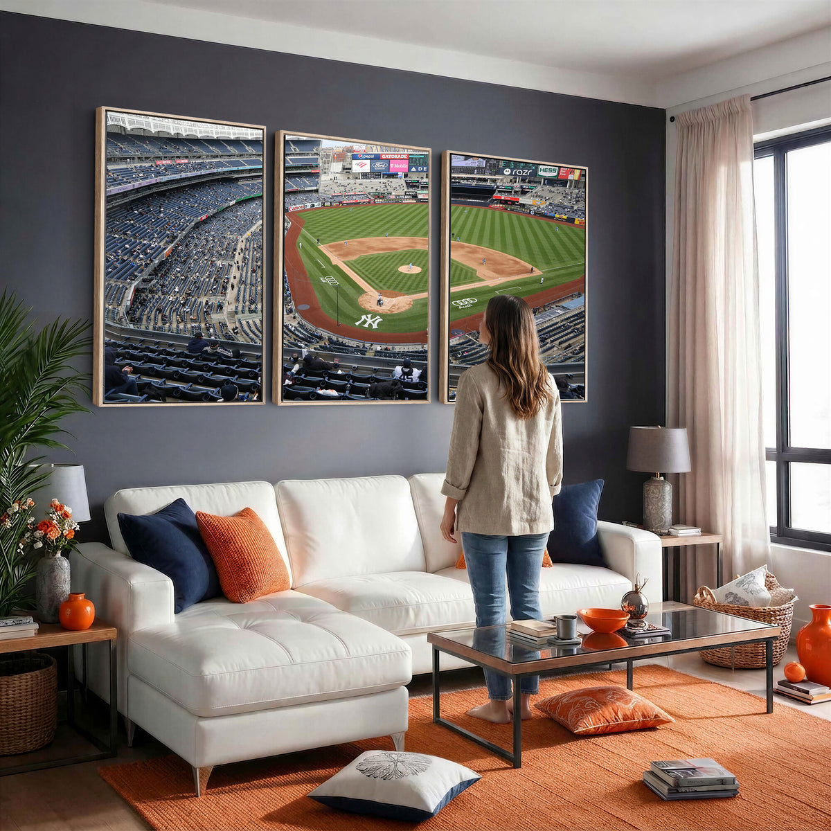 45784-MGV-CV-36X24 - New York Yankees Baseball Team Print, Yankee Stadium Wall Art Canvas Print