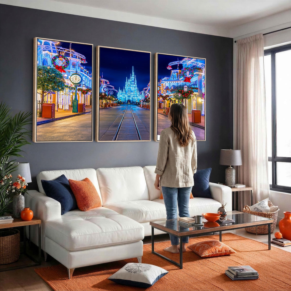 12470-MGV-CV-24X16 - Disney Wall Art | Castle Large Wall Art, Disney Magic Kingdom Print for Kids Room Decor