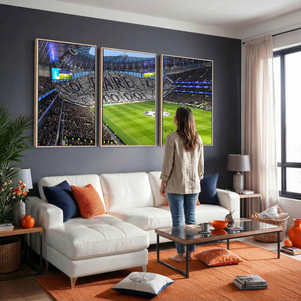 38765-MGV-CV-36X24 - Tottenham Hotspur Stadium Canvas Print, Match Day Triple Canvas Wall Art