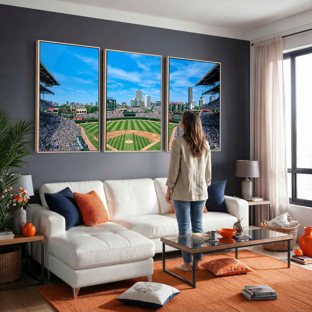 32373-MGV-CV-36X24 - Wrigley Field Chicago Cubs Panoramic Art Multi-Piece Canvas