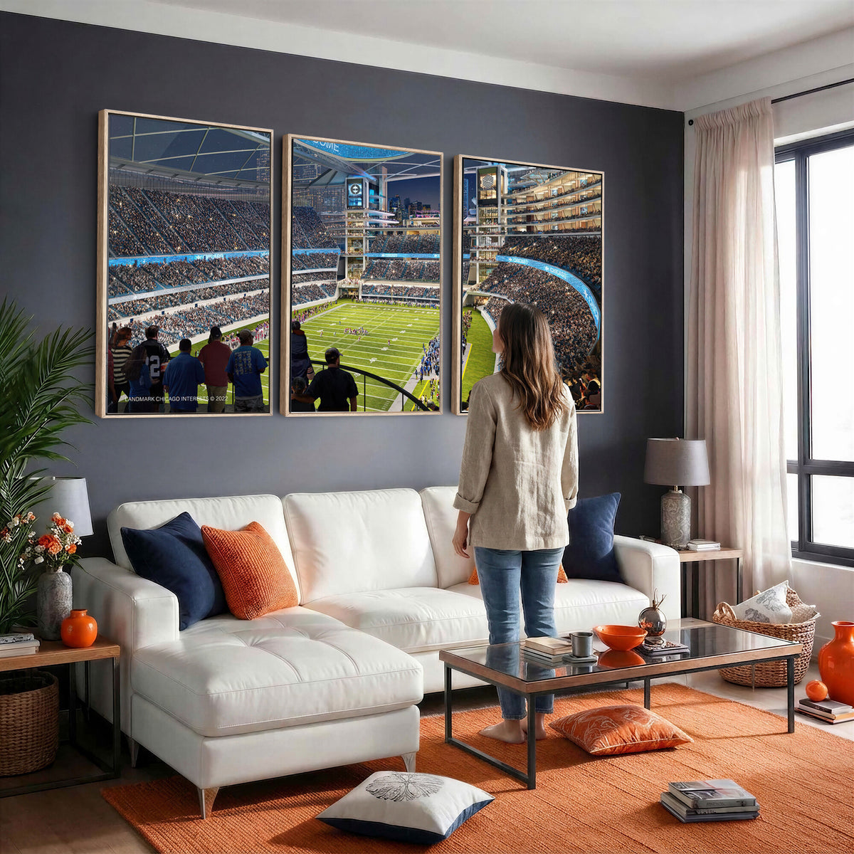 41816511-MGV-CV-36X24 - Chicago Dome Stadium Wall Art Canvas Print, Framed Modern Decor