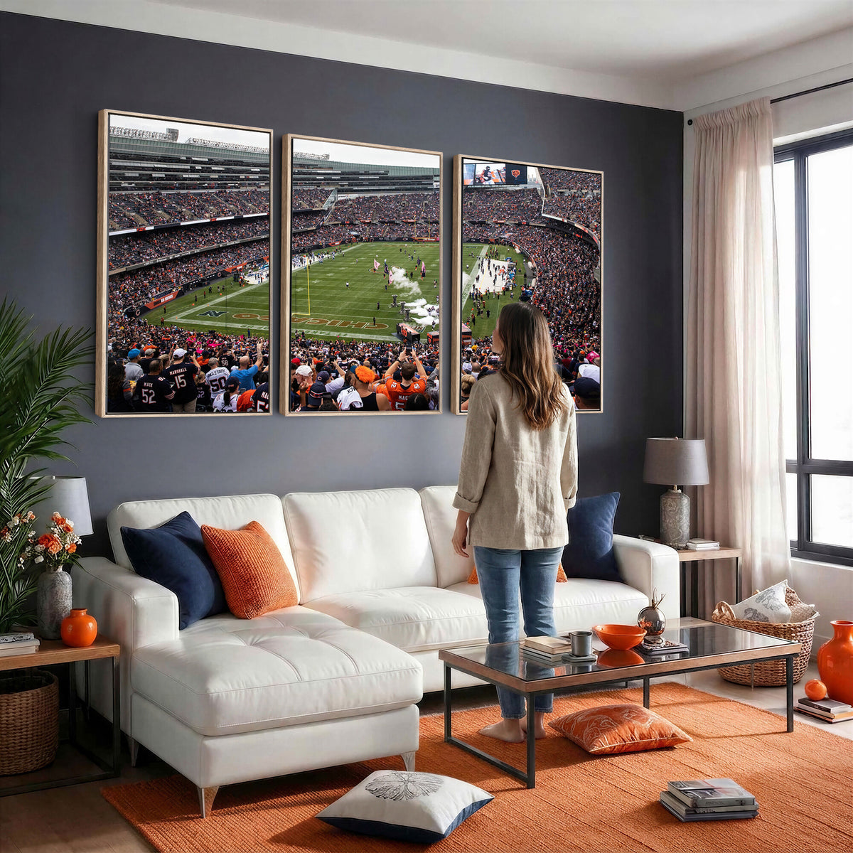 18347149-MGV-CV-36X24 - Chicago Bears Soldier Field Wall Art Canvas Print – Framed Football Stadium Artwork Team Spirit for home, office
