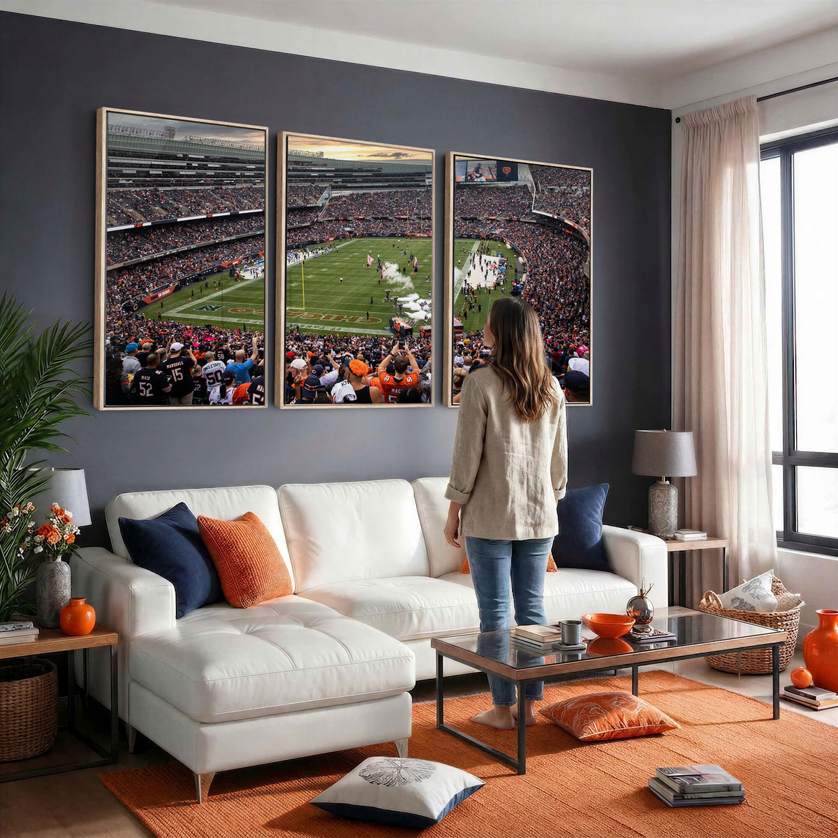 87578930-PAN-FL-20X10 - Chicago Bears Soldiers Field Wall Art Canvas Print, Home Bar Wall Decor