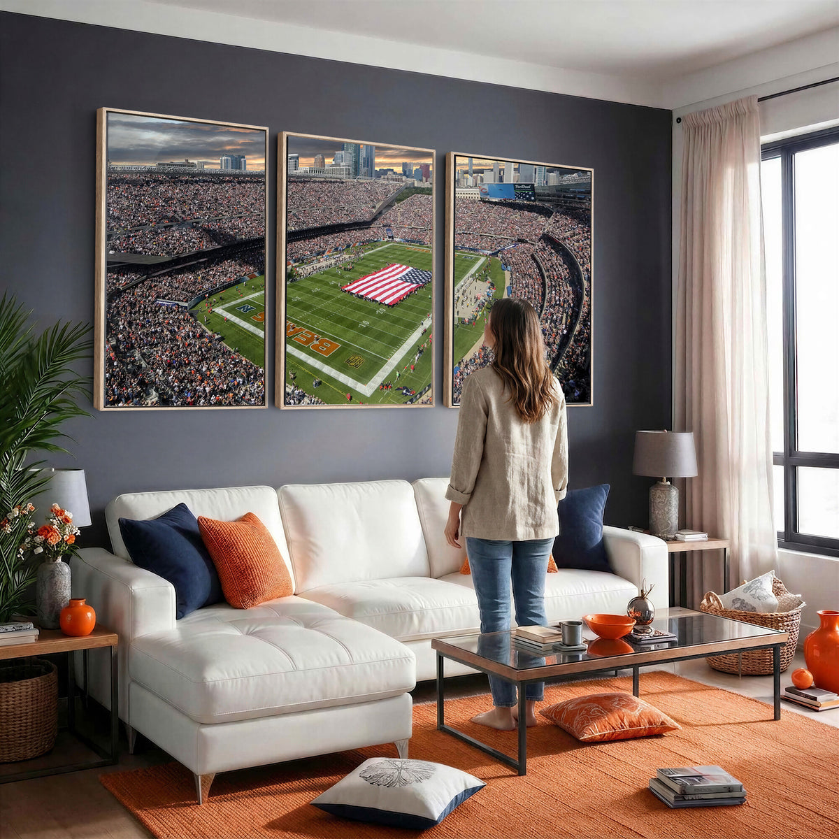 98106777-PAN-FL-20X10 - Chicago Bears Soldiers Field Wall Art Canvas Print, Extra Large Game Room Wall Decor