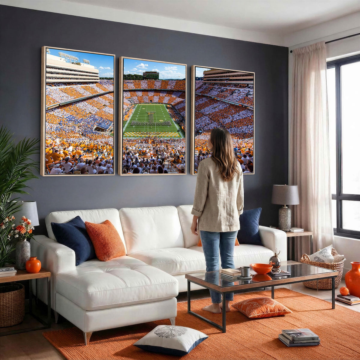 77097951-MGV-CV-36X24 - Tennessee Neyland Stadium Wall Art, Sports Arena Canvas, Extra Large Game Room Wall Decor