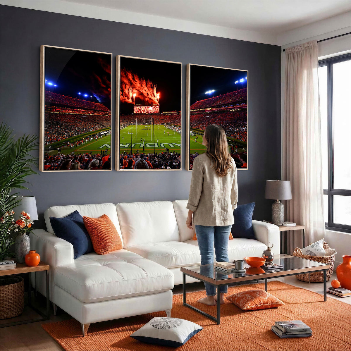 59046876-MGV-CV-36X24 - Jordan-Hare Football Stadium Wall Art Canvas Print, Football Stadium Aerial View