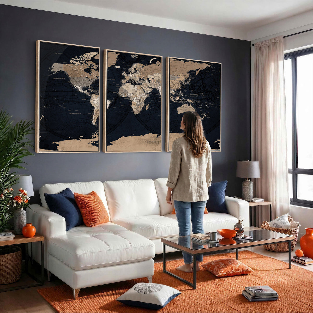 25812727-MGV-CV-36X24 - Grunge Wall Art World Map Canvas Print