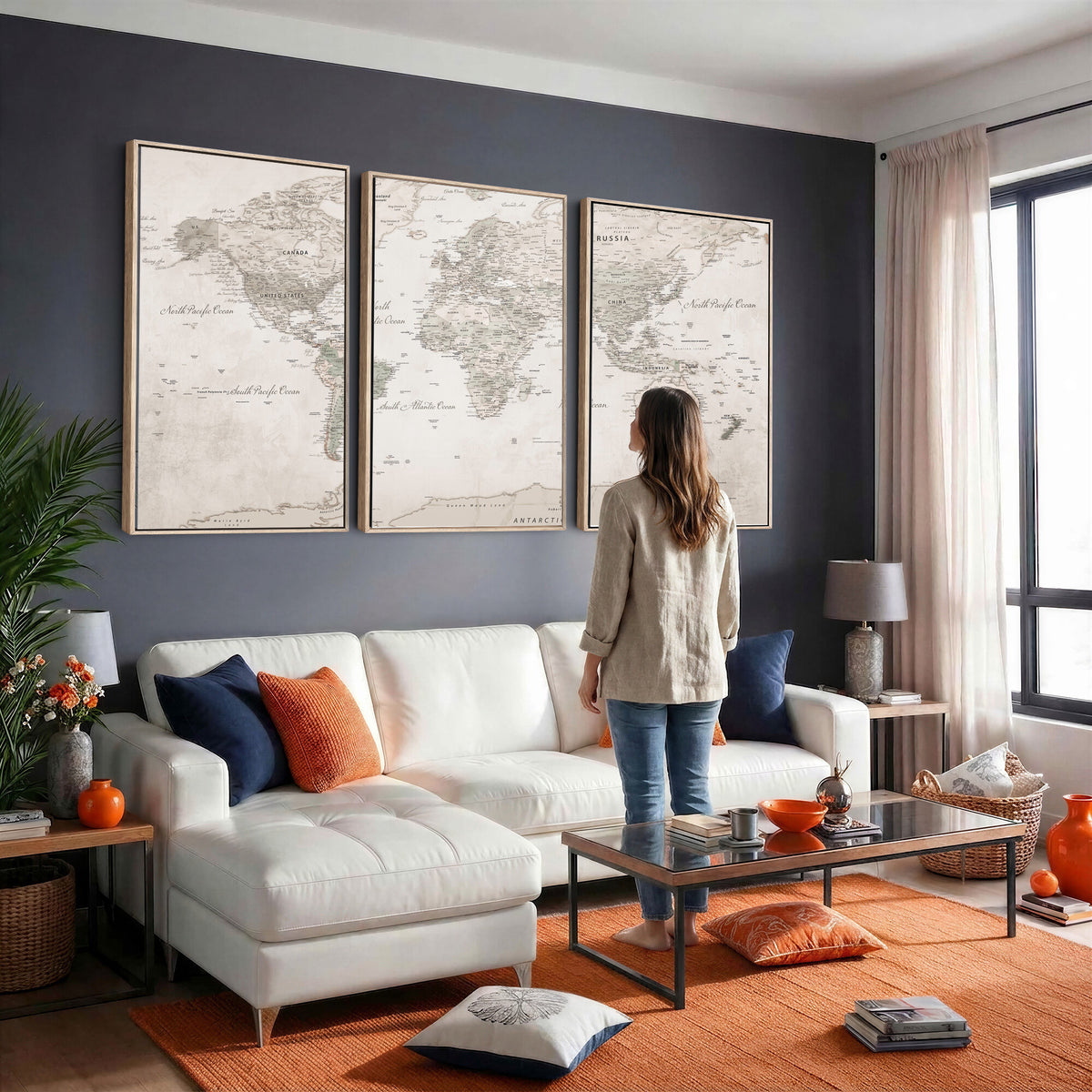 90355419-MGV-CV-36X24 - Antique Style World Map Canvas Print | Vintage Detailed World Map Art for Travel Lovers