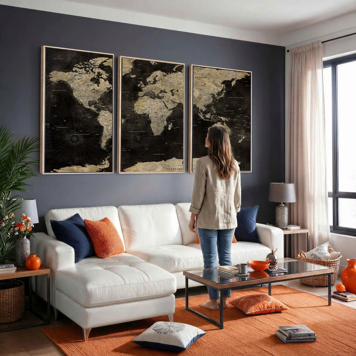 60653880-MGV-CV-36X24 - Push Pin World Map Canvas Wall Art Print, Interactive Travel