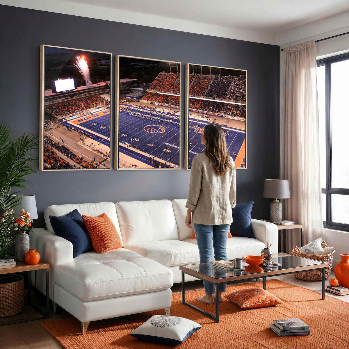 58849575-MGV-CV-36X24 - Boise State Stadium Large Wall Art Canvas Print for Living Room and Game Room Decor