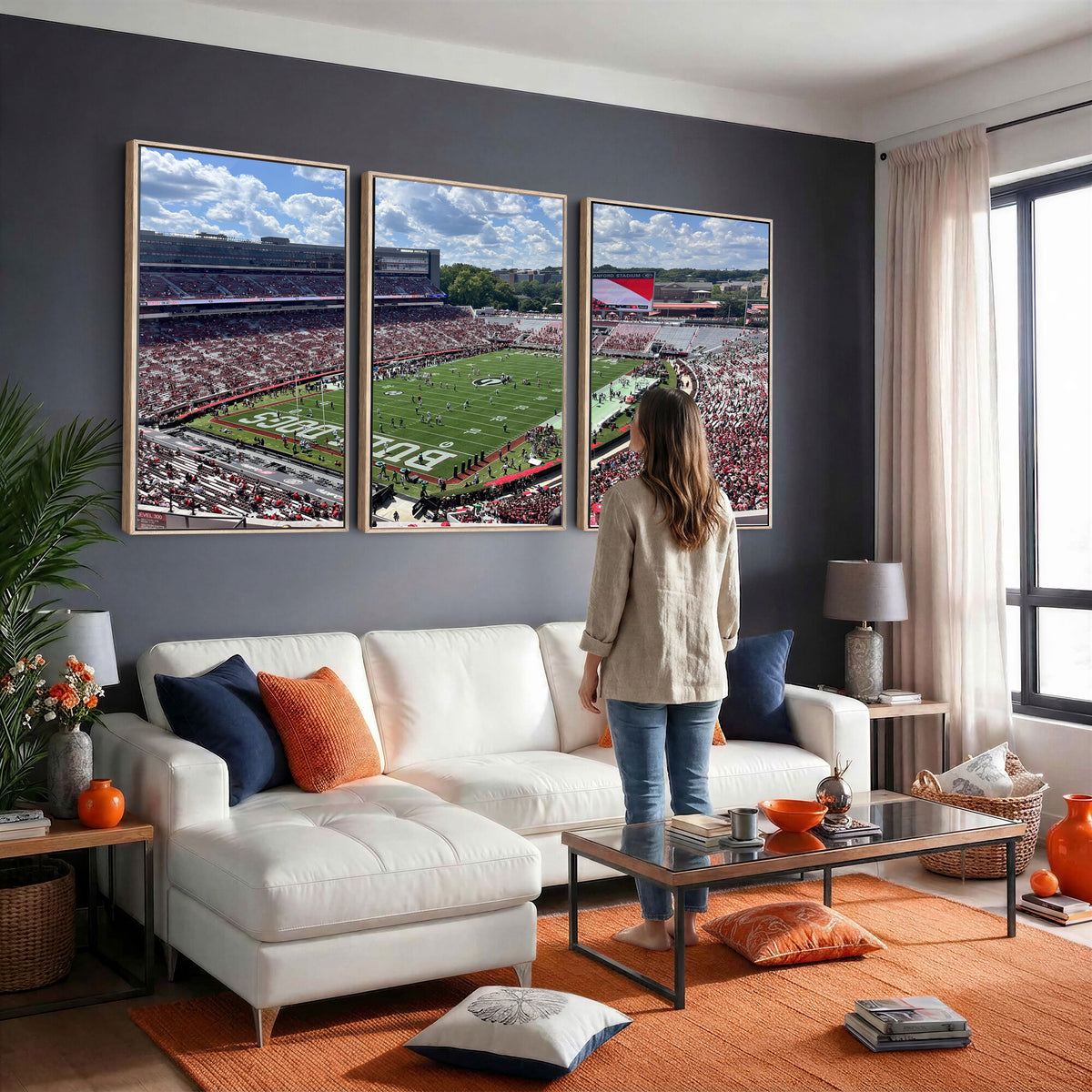 10665453-MGV-CV-36X24 - Georgia Bulldogs Stadium Wall Art Canvas Print, Sanford, Framed and Ready to Hang