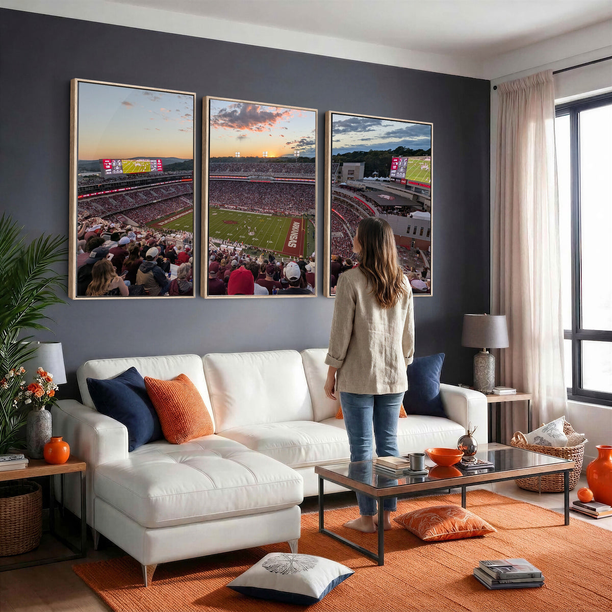 71837429-MGV-CV-36X24 - Donald W. Reynolds Razorback Stadium Wall Art Canvas Print – Arkansas Razorbacks Football Artwork for Home, Office, and Sports Room Decor