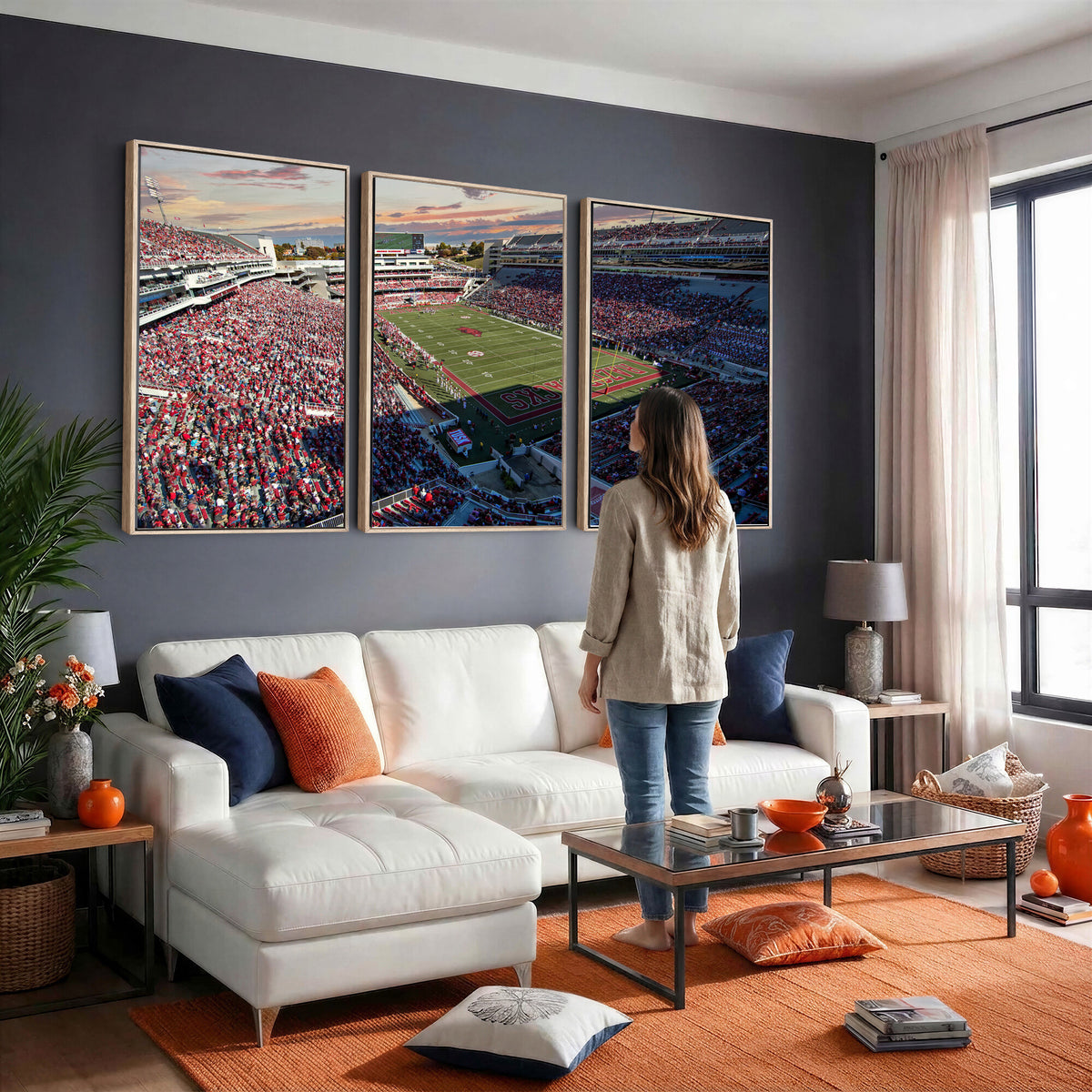 46571211-MGV-CV-36X24 - Donald W. Reynolds Razorback Stadium Wall Art Canvas Print – Arkansas Razorbacks Football Artwork for Home, Office, and Sports Room Decor