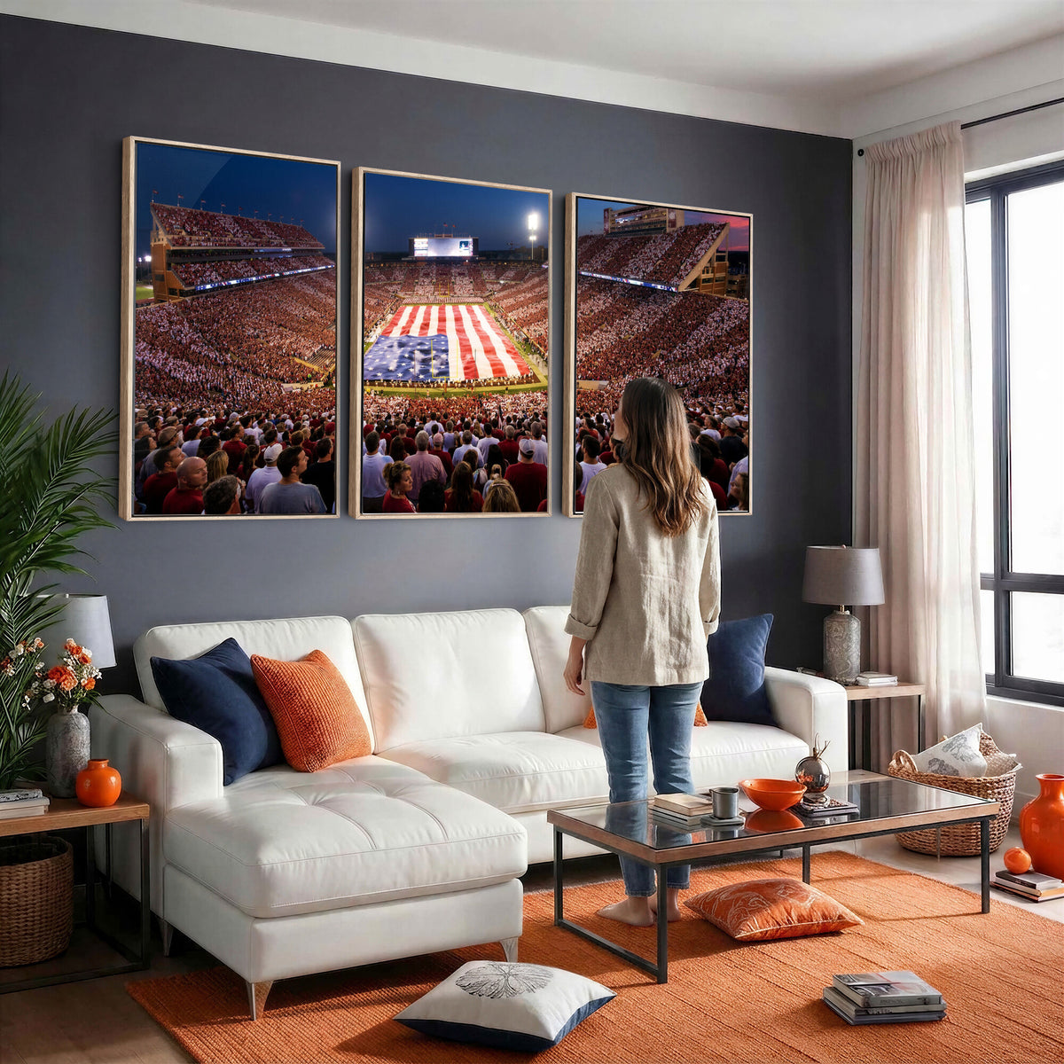 59917418-MGV-CV-36X24 - Oklahoma Memorial Stadium Wall Art Canvas Print | Oklahoma Sooners Football Artwork for Home, Office, and Sports Room Decor