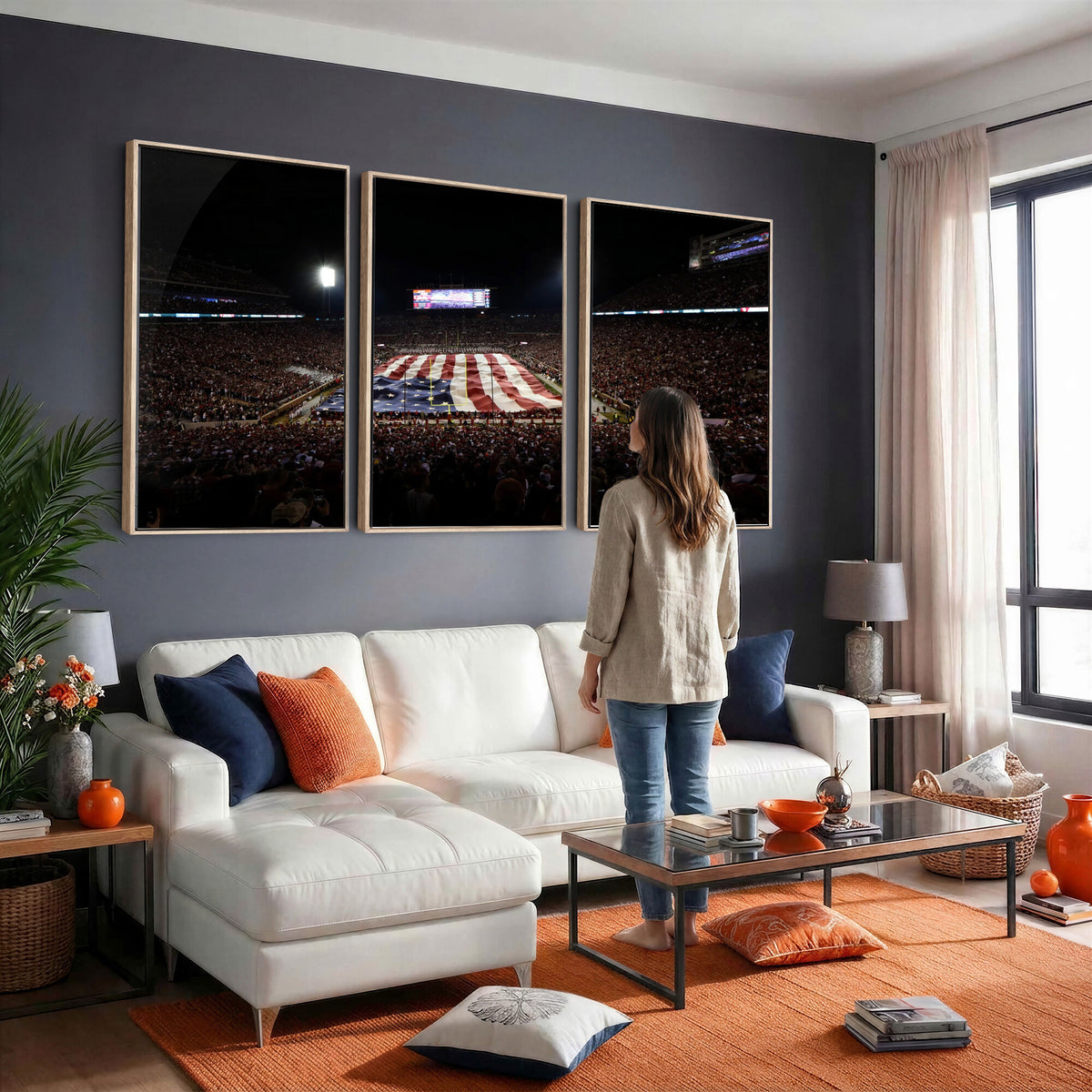 98418189-MGV-CV-36X24 - Oklahoma Memorial Stadium Wall Art Canvas Print – Oklahoma Sooners Football Artwork for Home, Office, and Sports Room Decor