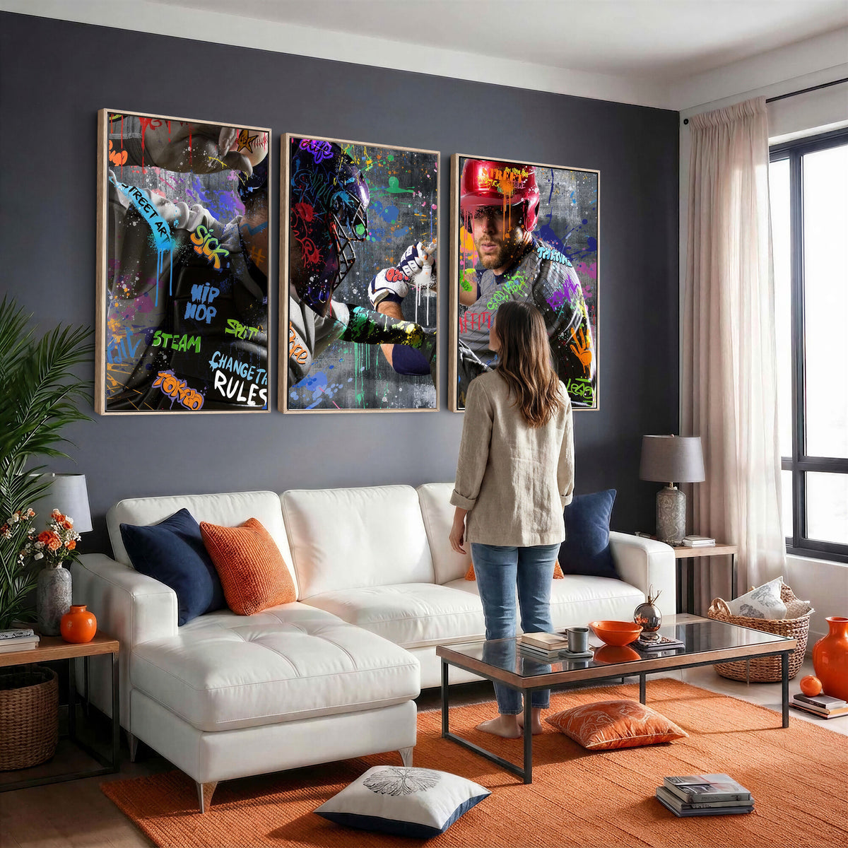 19634994-MGV-CV-36X24 - Graffiti Baseball Player Street Art Wall Art Canvas Print