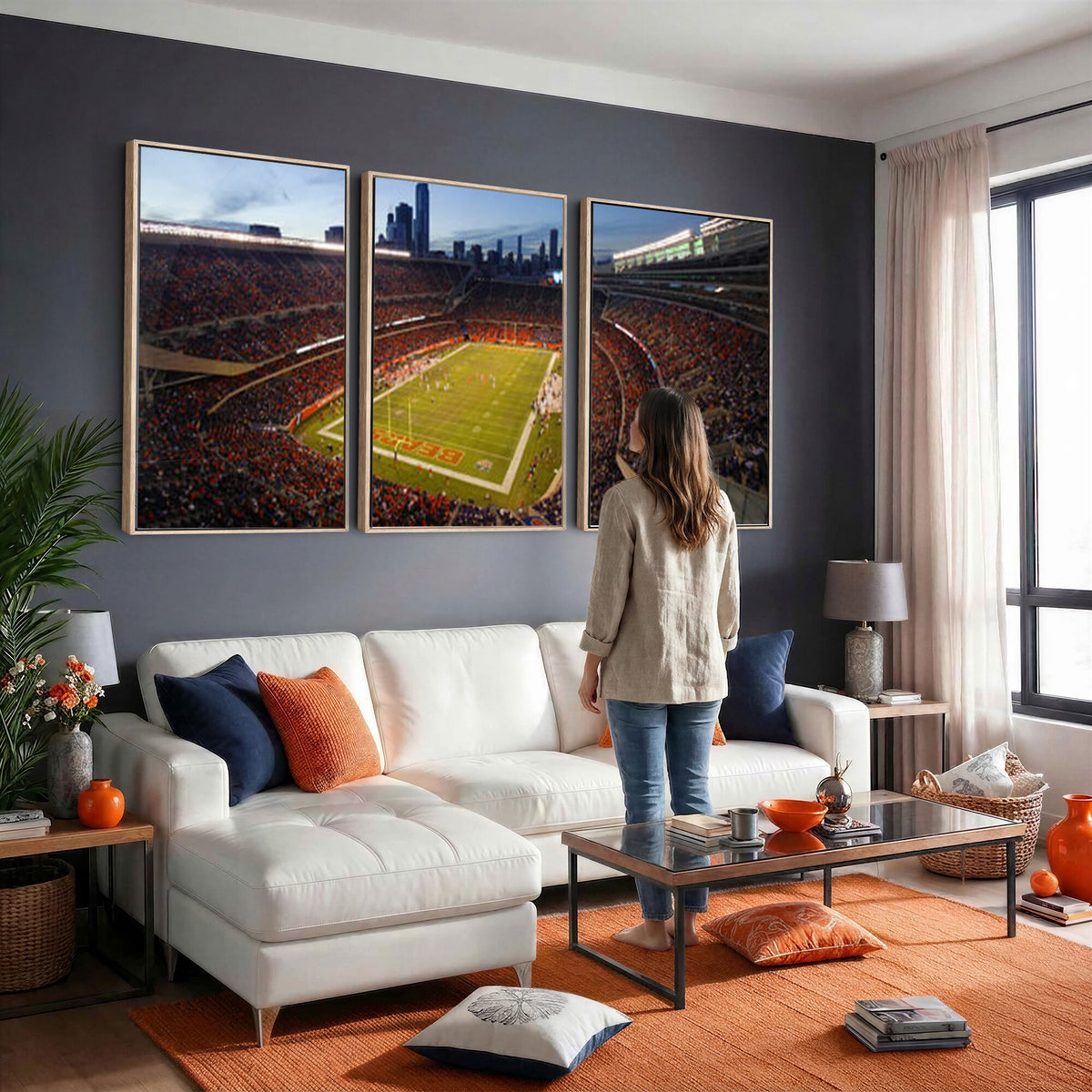 50691720-MGV-CV-36X24 - Chicago Bears Soldier Field Canvas Wall Art, NFL Stadium Panorama Print, Football Arena Photography for Sports Fans