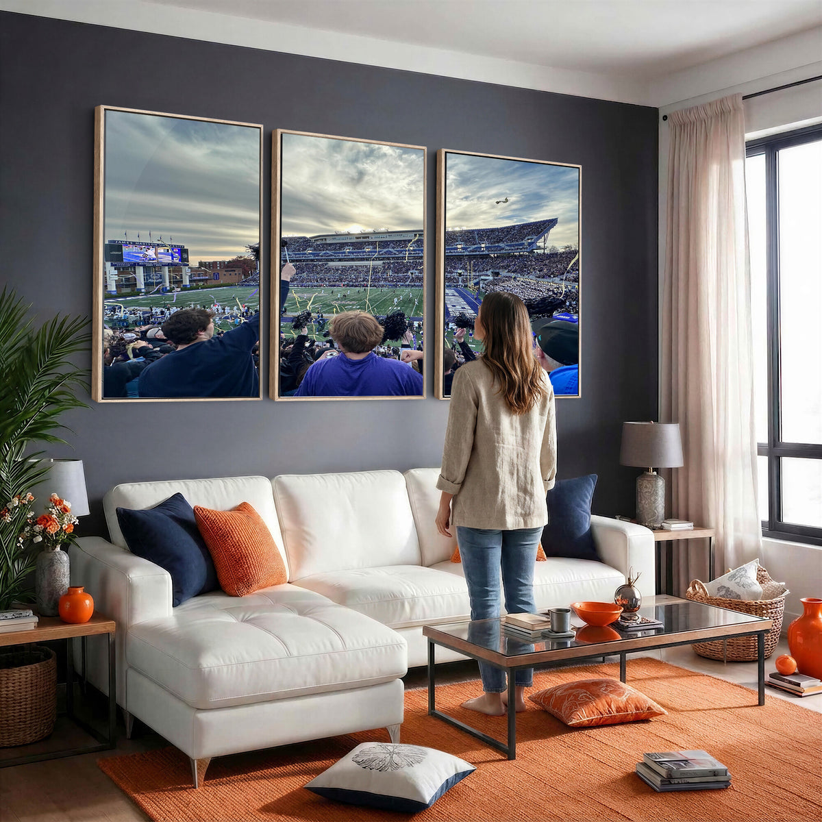 400867JMU-MGV-CV-36X24 - JMU Stadium Wall Art Canvas Print for Game Room Decor - James Madison University Stadium