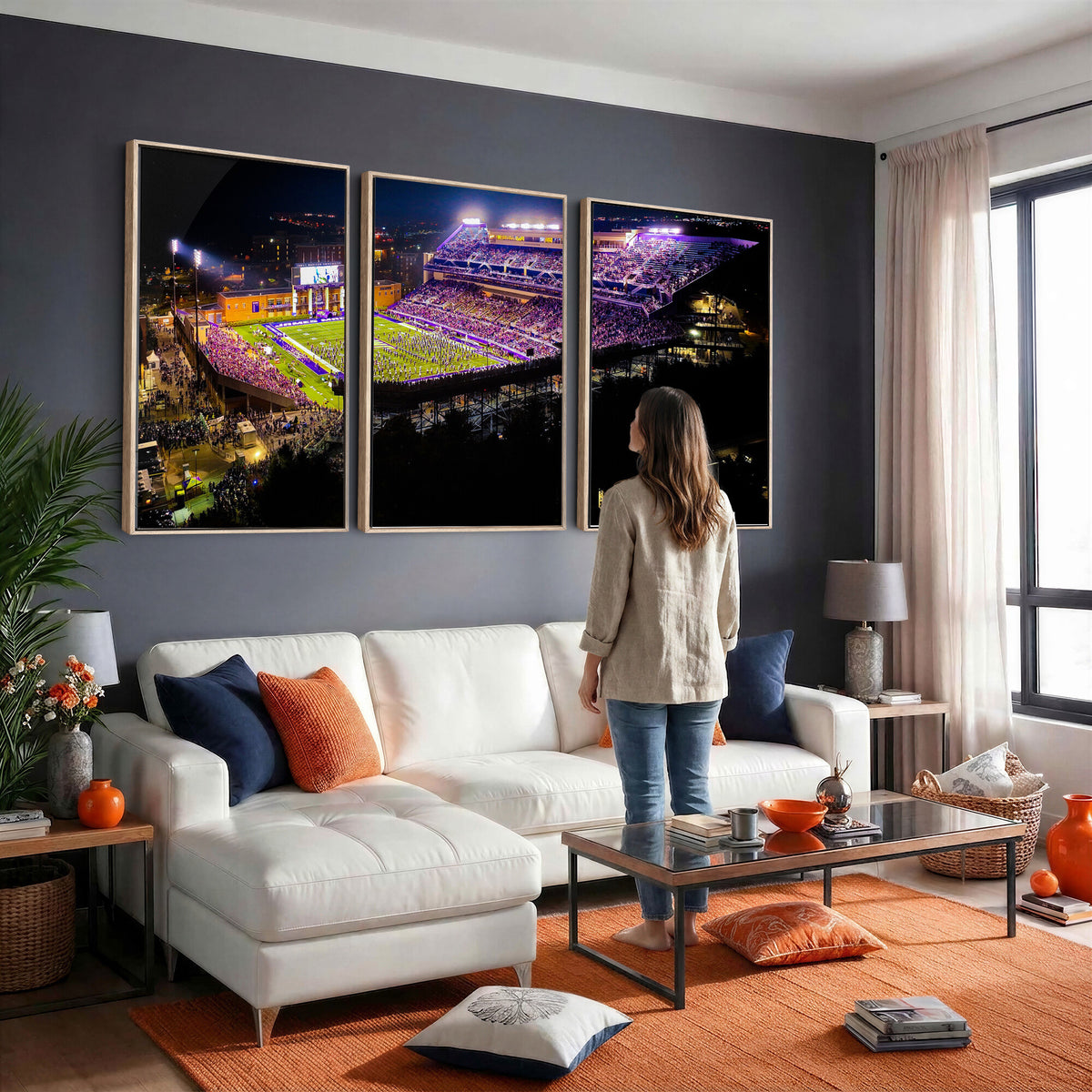 400867JMU2-MGV-CV-36X24 - JMU Stadium Wall Art Canvas Print for Game Room Decor - James Madison University Stadium