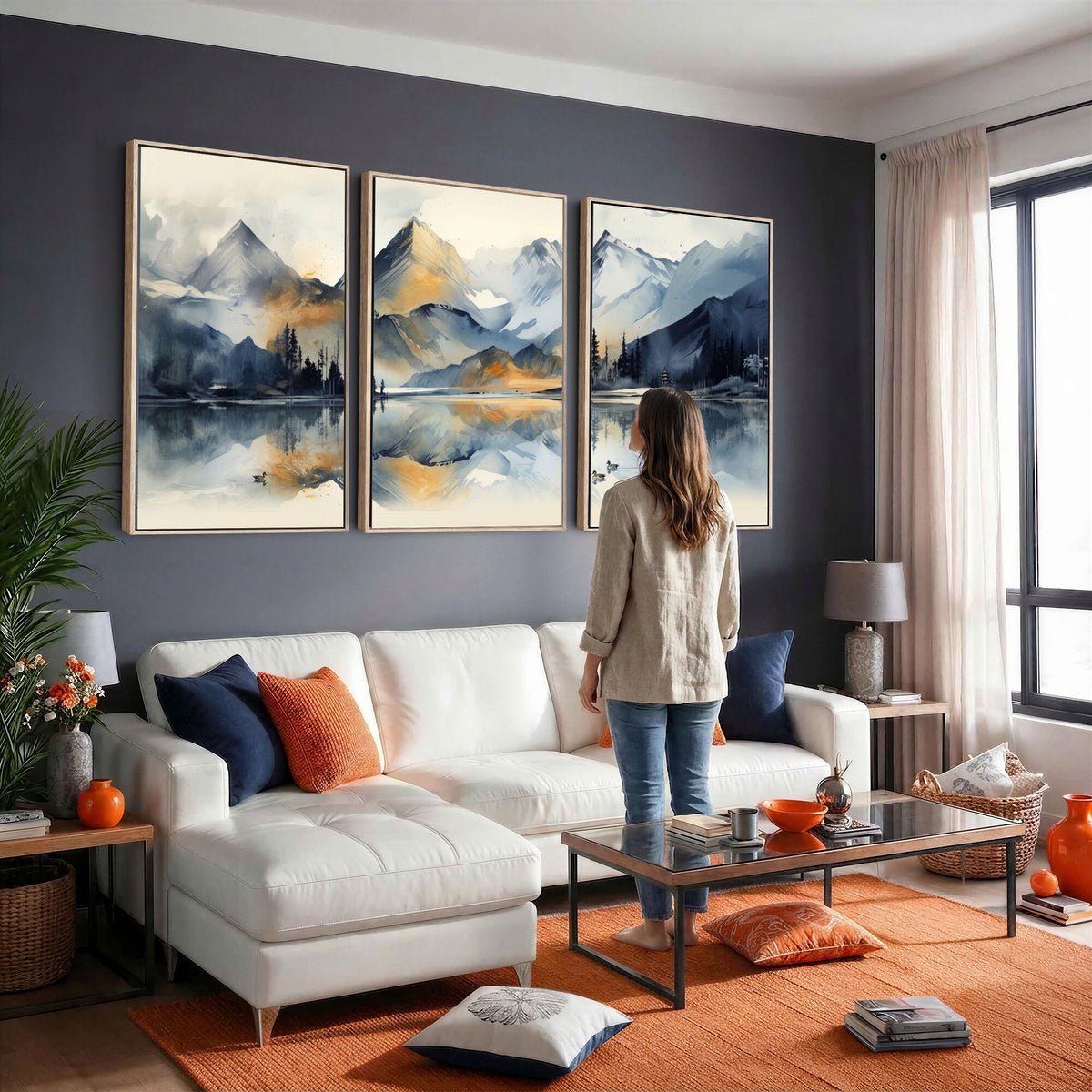 10196184T-MGV-CV-36X24 - Lake Abstract Mountain Wall Art Canvas Print