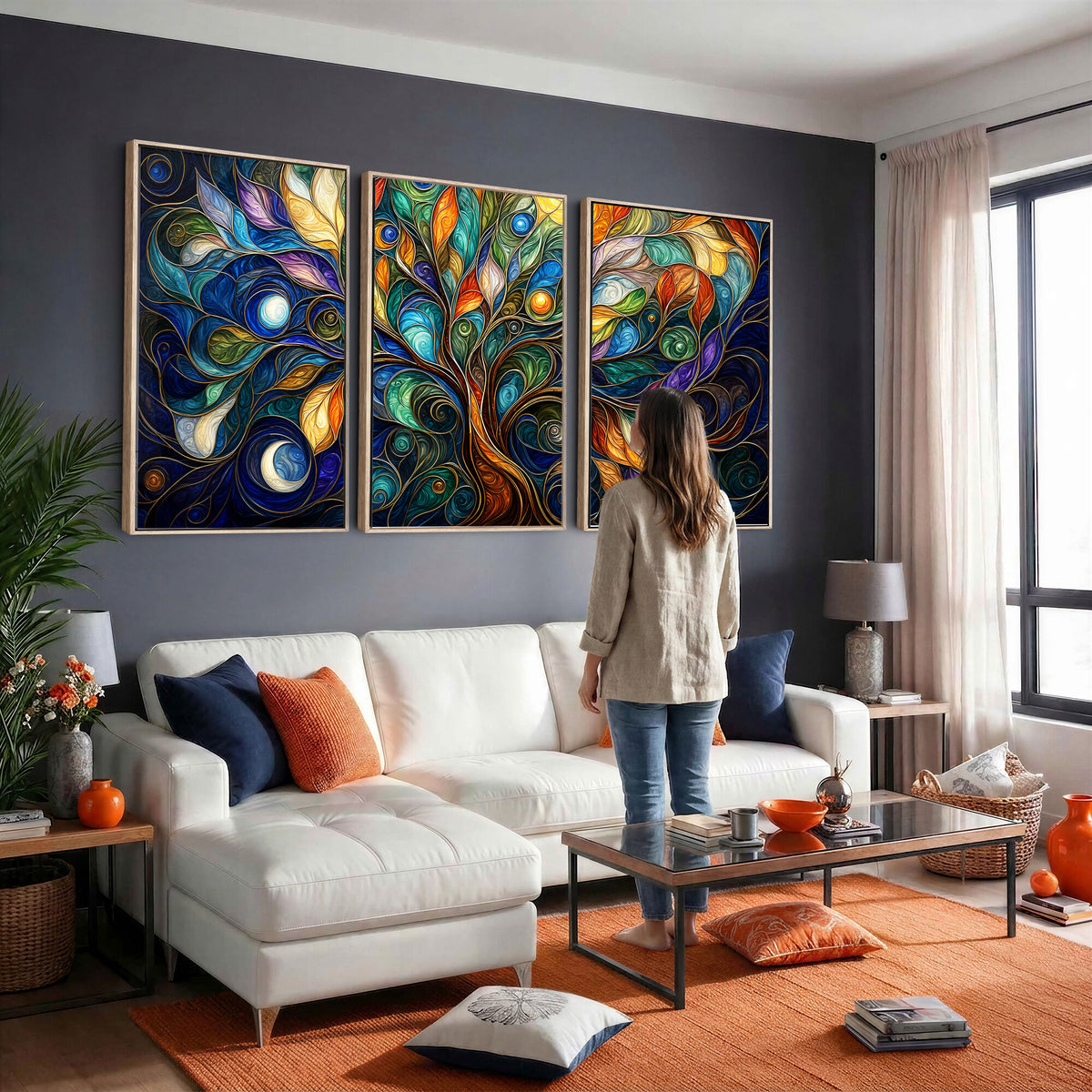 60127105-MGV-CV-36X24 - Psychedelic Tree Of Life Wall Art - Vibrant Swirl Cosmic Nature Decor