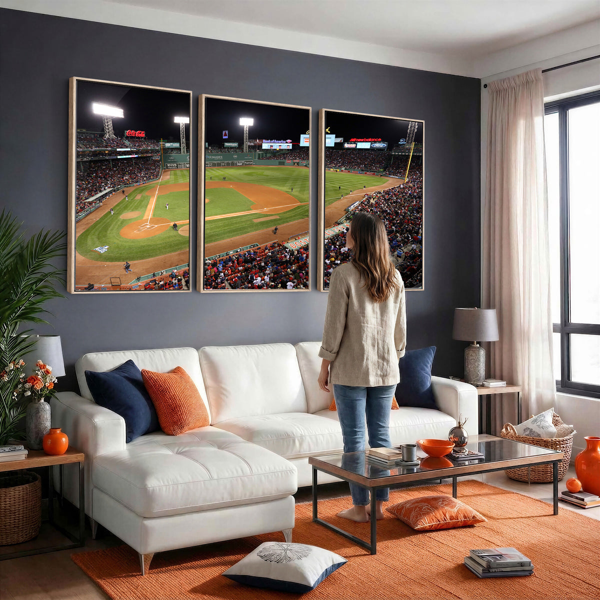 86945D-MGV-CV-36X24 - Fenway Park Boston Red Sox Baseball Stadium Wall Art Canvas Print for Gift Baseball Lover MLB Wall Art College Dorm Wall Decor Baseball Gift