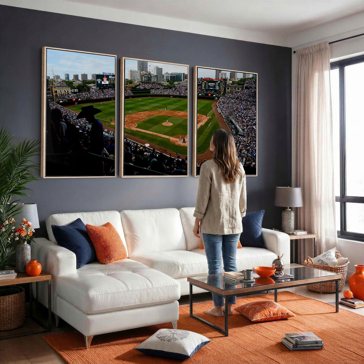 34859D-MGV-CV-36X24 - Chicago Cubs Baseball Team Print - Wrigley Field Stadium